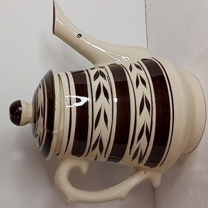 Vintage 50's Puebla Talavera Mexican Folk Art Hand Painted Pottery Coffee Pot